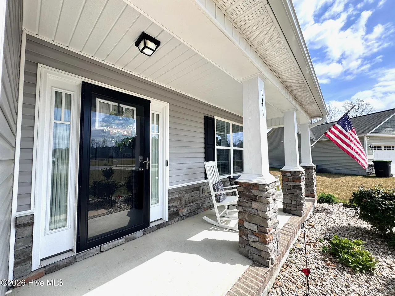 Covered front porch at 141 Waterford Way in Maysville